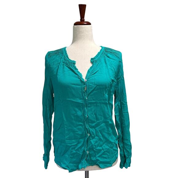 Daniel Rainn Women's Shirt Size Large Teal Boho Western Blouse Top Country - Picture 1 of 9